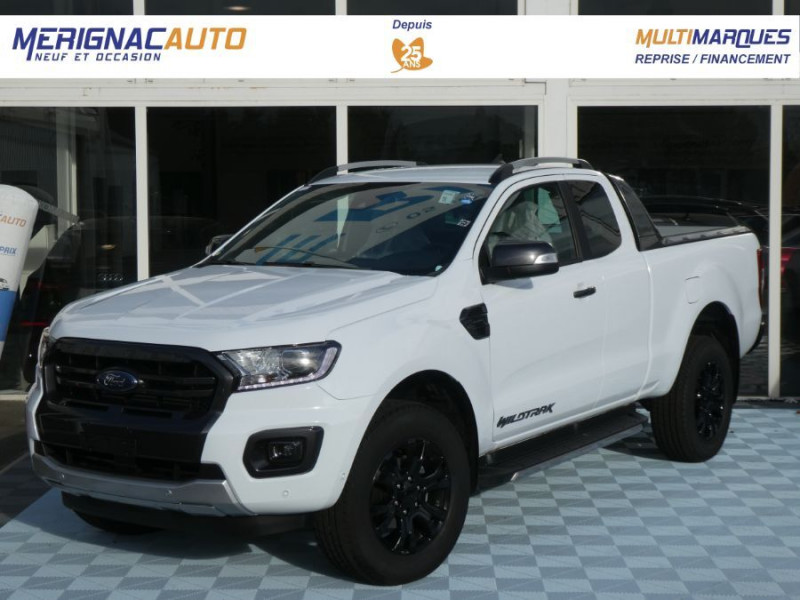Ford RANGER SUPER CAB 2.0 TDCI 213 BVA10 4WD WILDTRAK 33990HT Cover Pack Tech. 1ère Main DIESEL BLANC GLACIER Occasion à vendre