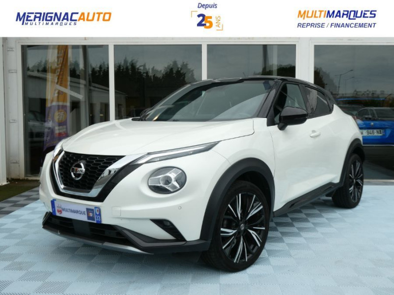 Nissan JUKE II 1.0 DIG-T 114 DCT7 N-DESIGN CUIR JA19 360° ACC ESSENCE BLANC NACRE TOIT NOIR Occasion à vendre