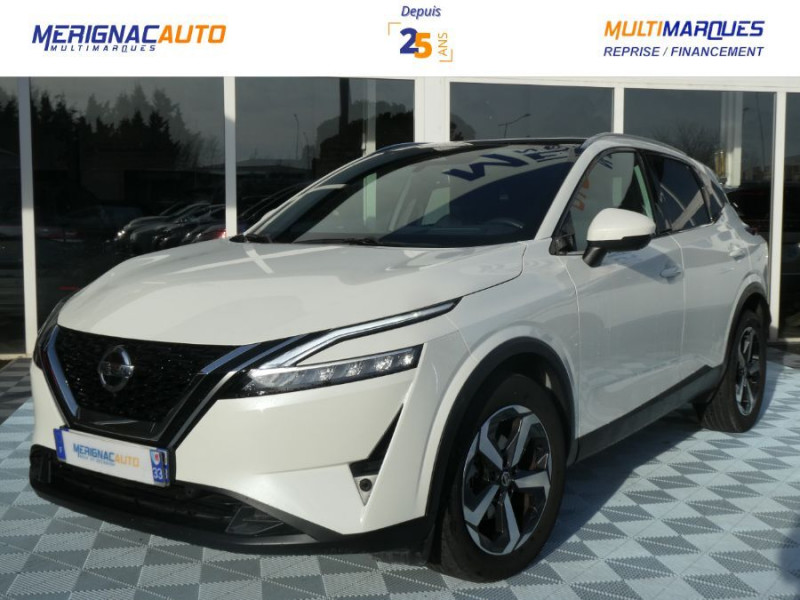 Nissan QASHQAI 1.3 MILD HYBRID 158 Xtronic 2WD N-CONNECTA TOIT Pano Hayon EL. PK Hiver Hybride BLANC LUNAIRE NACRÉ Occasion à vendre