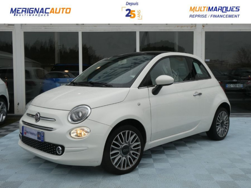 Fiat 500 1.2 69 LOUNGE TOIT Pano CLIM Auto JA16P ESSENCE BLANCHE Occasion à vendre