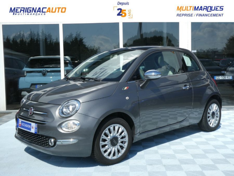 Fiat 500 1.2 69 LOUNGE TOIT Ouvrant Radar TFT ESSENCE GRIS MÉTAL Occasion à vendre