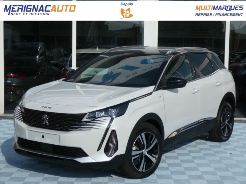 Peugeot 3008 II (2) 1.5 BlueHDi 130 EAT8 GT Alcantara TOE Hayon EL. 1ère Main DIESEL BLANC NACRE TOIT NOIR Occasion à vendre