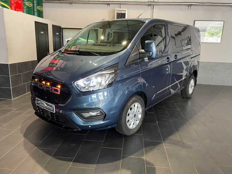 Ford TRANSIT CUSTOM FG 300 L1H1 2.0 ECOBLUE 130 S&S CABINE APPROFONDIE LIMITED BVA6 7CV Diesel BLEU F Occasion à vendre