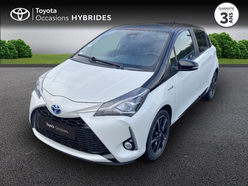 Toyota Yaris 100h Collection 5p Hybride Blanc Nacré bi-ton Toit Noir Occasion à vendre