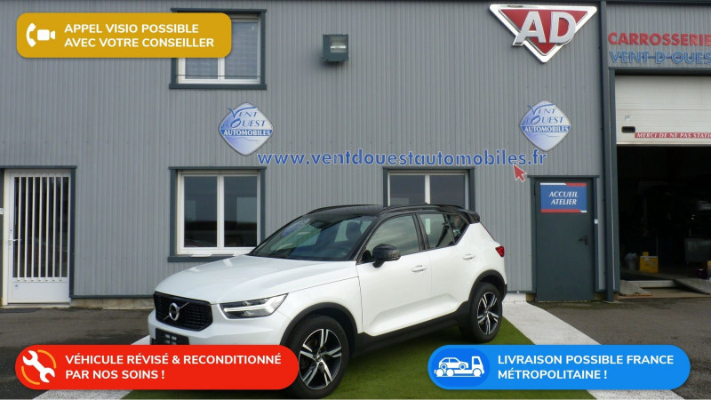 Volvo XC40 D3 ADBLUE 150CH R-DESIGN GEARTRONIC 8 Diesel BLANC NACRE TT NOIR Occasion à vendre