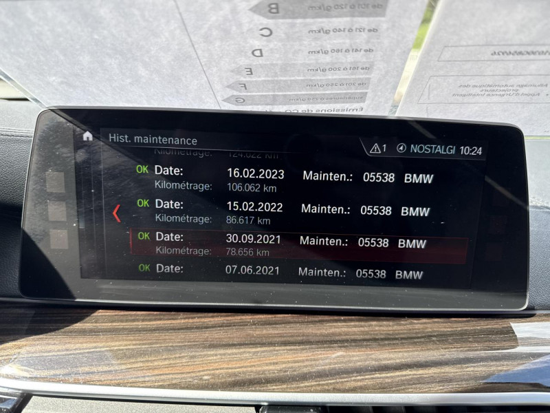 Photo 29 de l'offre de BMW SERIE 5 520D - BVA STEPTRONIC  G30 F90 SUIVI BMW LUXURY  - GPS   CAMERA AR à 23490€ chez Triplo auto