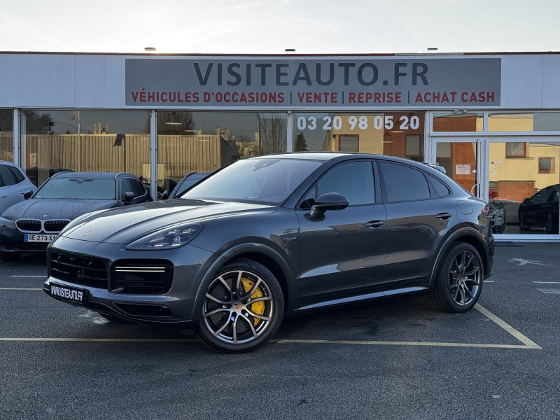 Porsche CAYENNE COUPE (9YA) 4.0 V8 680CH TURBO S E-HYBRID TVA RECUPERABLE CAM360 PDLS+ ROUES ARRIERES DIRECT Hybride GRIS Occasion à vendre