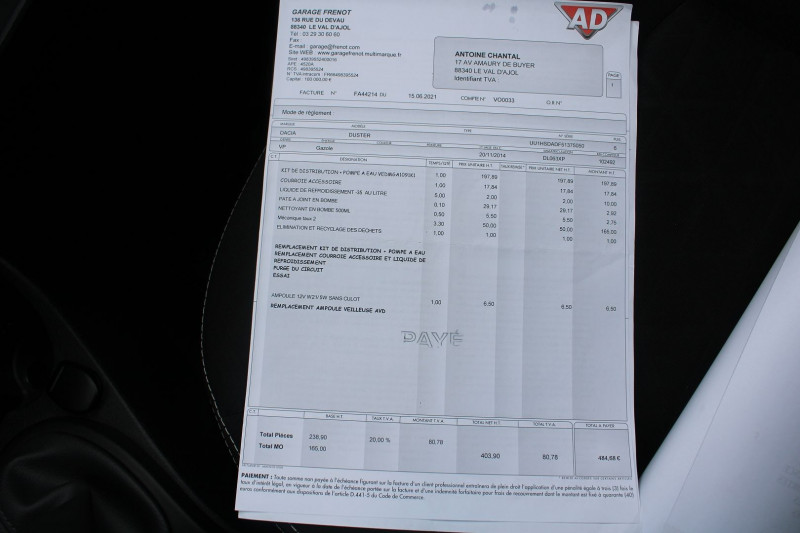 Photo 17 de l'offre de DACIA DUSTER II LAURÃATE 1L5 DCI 110 CV CLIM ATTELAGE AUDIO MP3 JA 16 USB BLUETOOTH RÃGULATEUR à 10500€ chez Bougel transactions