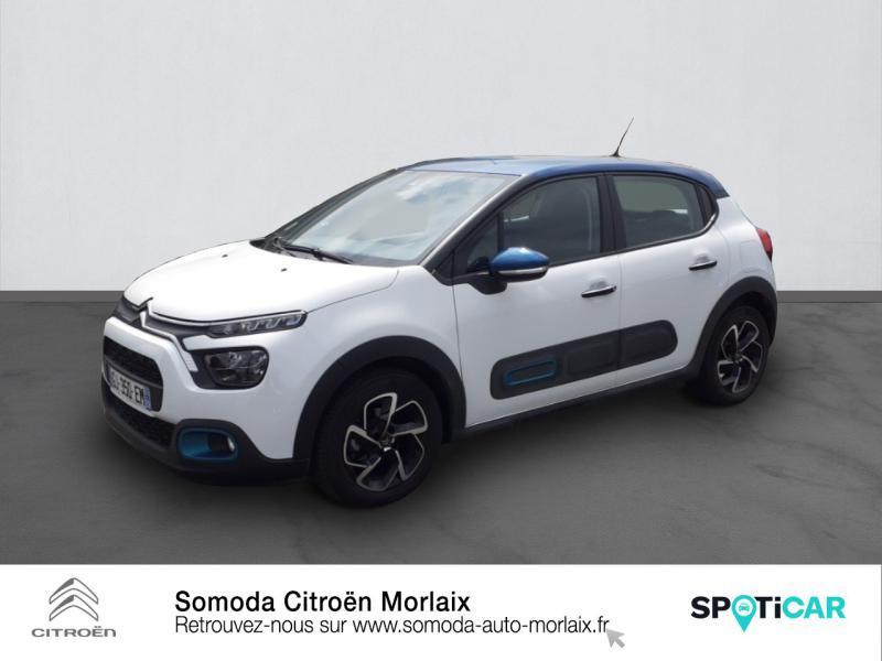 Citroen C3 1.2 PureTech 110ch S&S Shine EAT6 Essence Blanc Banquise (O) - Bleu Emeraude Occasion à vendre