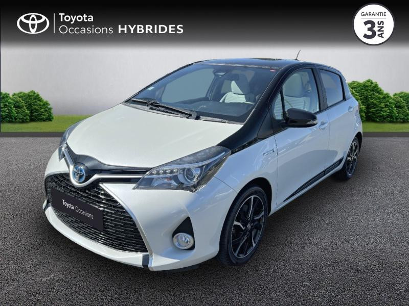Toyota Yaris HSD 100h Collection 5p Hybride : Essence/Electrique Blanc Nacré ac montants+toit noir métal Occasion à vendre