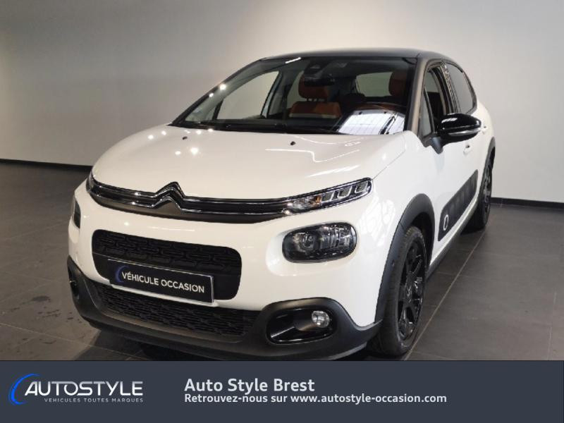 Citroen C3 BlueHDi 100ch Shine S&S Diesel Blanc Banquise - Noir Onyx Occasion à vendre